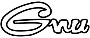 gnu snowboard brand logo in black