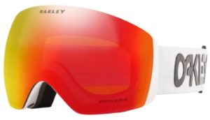 oakley brand mirrored ski goggles with white strap